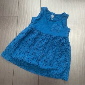 Falls Creek kids baby girl navy eyelet lace lined tank dress size 18M EUC